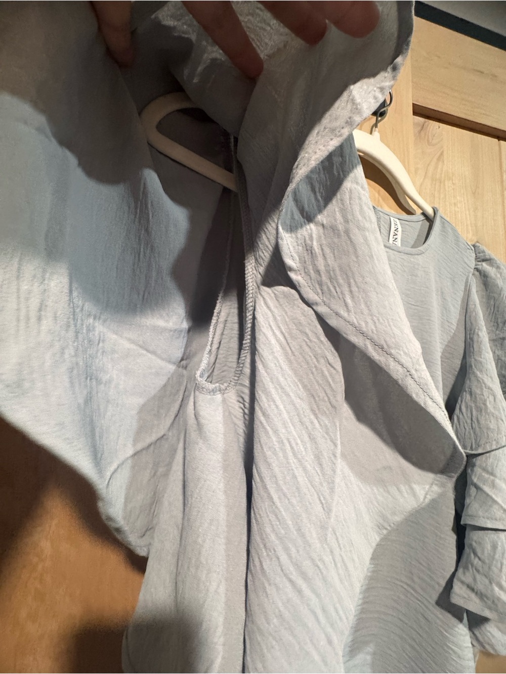 Zenana Light Gray Ruffle Sleeve Women’s Top - Picture 3 of 8